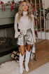 Sequin Mock Neck Drape Open Back Bell Sleeve Lined Top